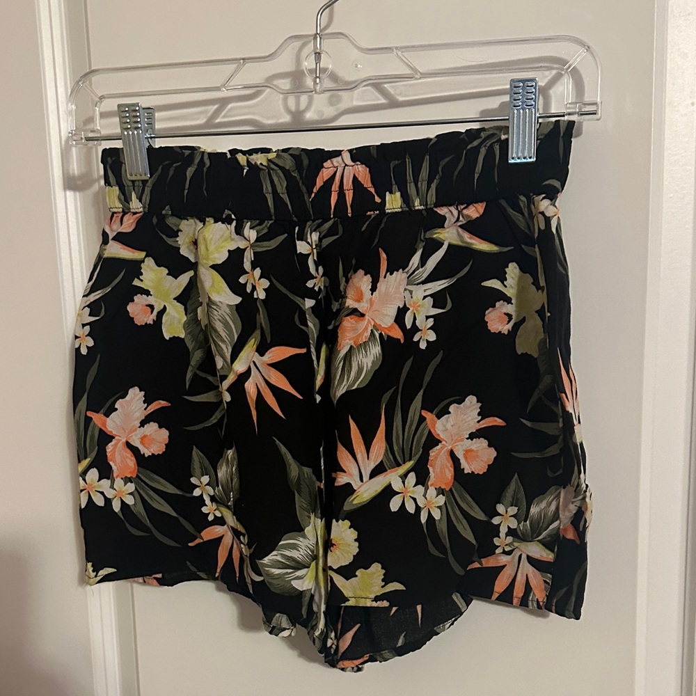 Divided Black Floral High Waist Shorts